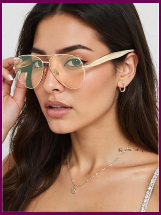 Oversized Aviator Sunglasses Metal Frame Polarized Lenses Retro Style